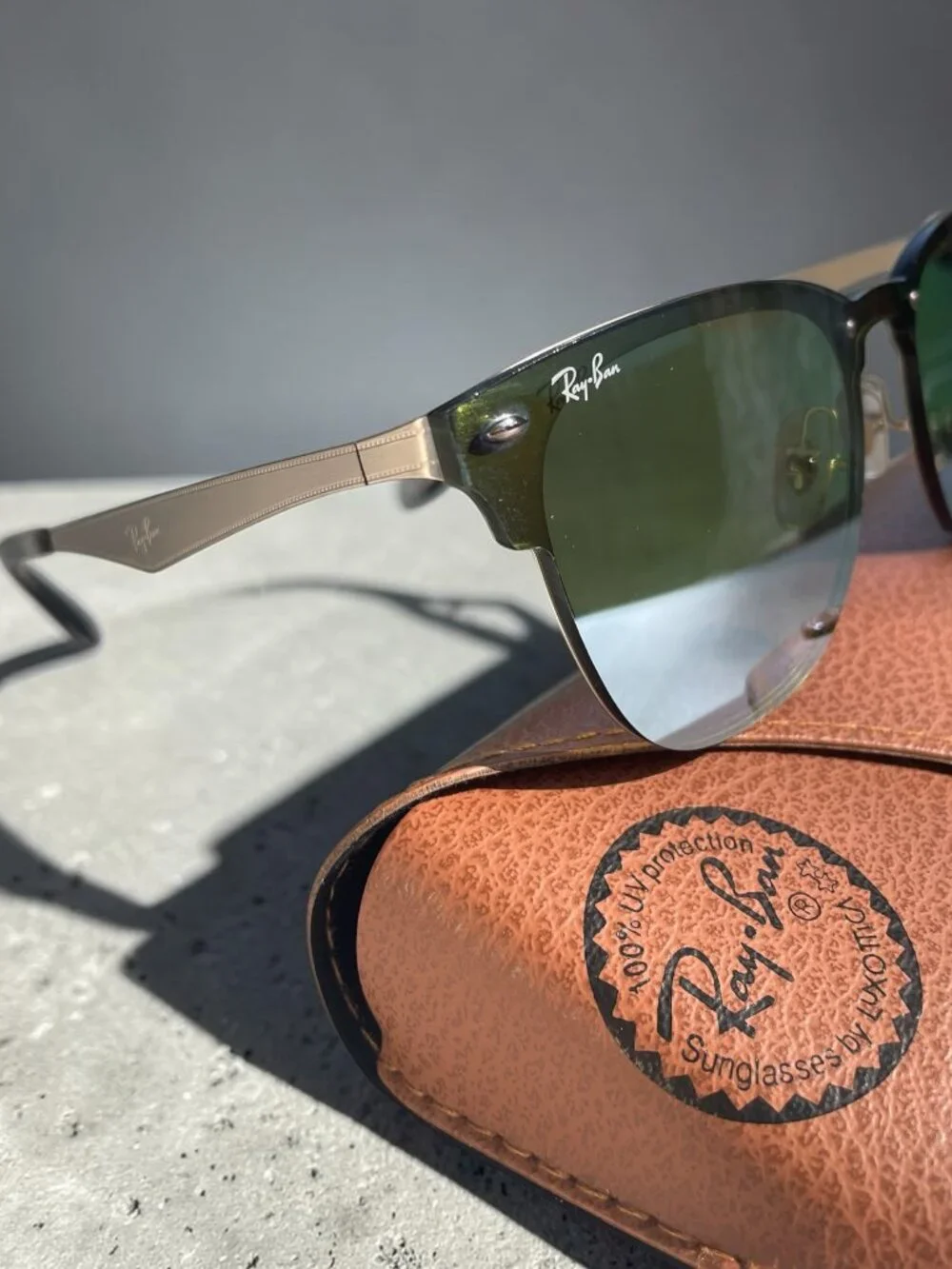 Ray-Ban Blaze Clubmaster RB3576-N Silver Mirror Sunglasses w/ Case